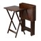 Contemporary Home Living Set of 4 Rich Antique Walnut Folding Single Snack Tables 25.75"
